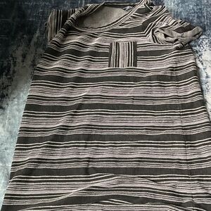 Lands' End Black and White Striped Men's Shirt